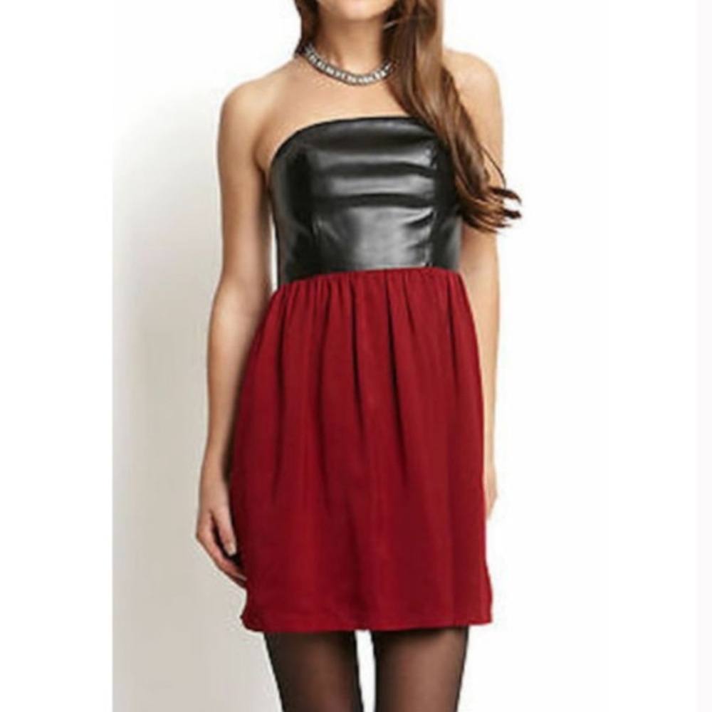 Strapless Faux Leather Dress